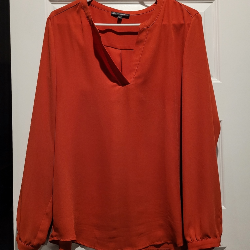 Adrianna Papell Blouse- Burnt Orange, Large